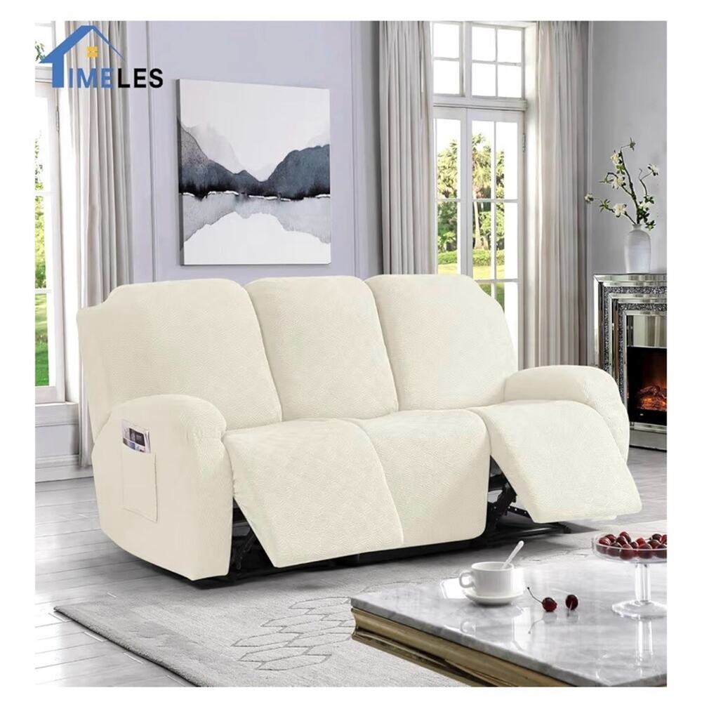 3-Seater Recliner Sofa Cover Set Cream (A177)